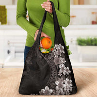 Hawaiian Plumeria-Polynesian Art Tattoo Grayscale Color Grocery Bag LT03 - Polynesian Pride