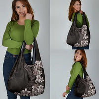Hawaiian Plumeria-Polynesian Art Tattoo Grayscale Color Grocery Bag LT03 - Polynesian Pride
