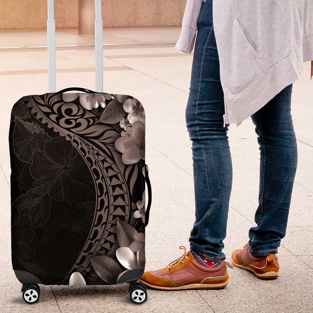 Hawaiian Plumeria-Polynesian Art Tattoo Grayscale Color Luggage Cover