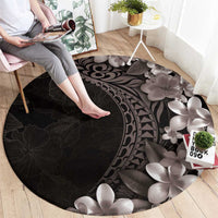 Hawaiian Plumeria-Polynesian Art Tattoo Grayscale Color Round Carpet LT03 - Polynesian Pride