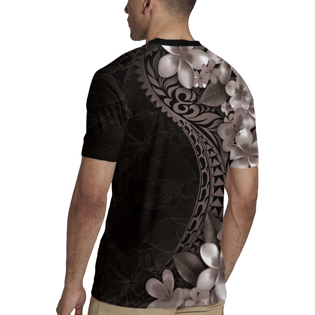Hawaiian Plumeria-Polynesian Art Tattoo Grayscale Color Rugby Jersey LT03 - Polynesian Pride