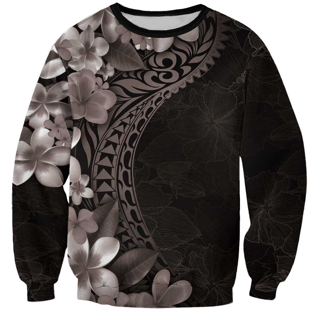 Hawaiian Plumeria-Polynesian Art Tattoo Grayscale Color Sweatshirt LT03 Unisex Gray - Polynesian Pride