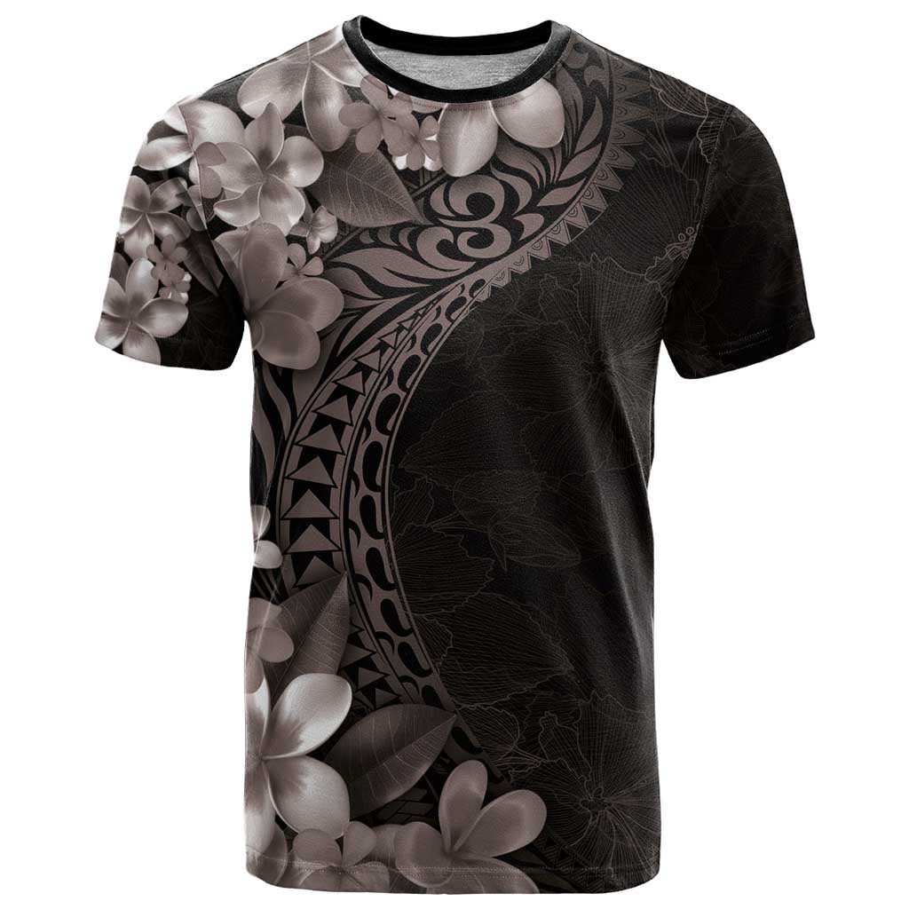 Hawaiian Plumeria-Polynesian Art Tattoo Grayscale Color T Shirt LT03 Gray - Polynesian Pride