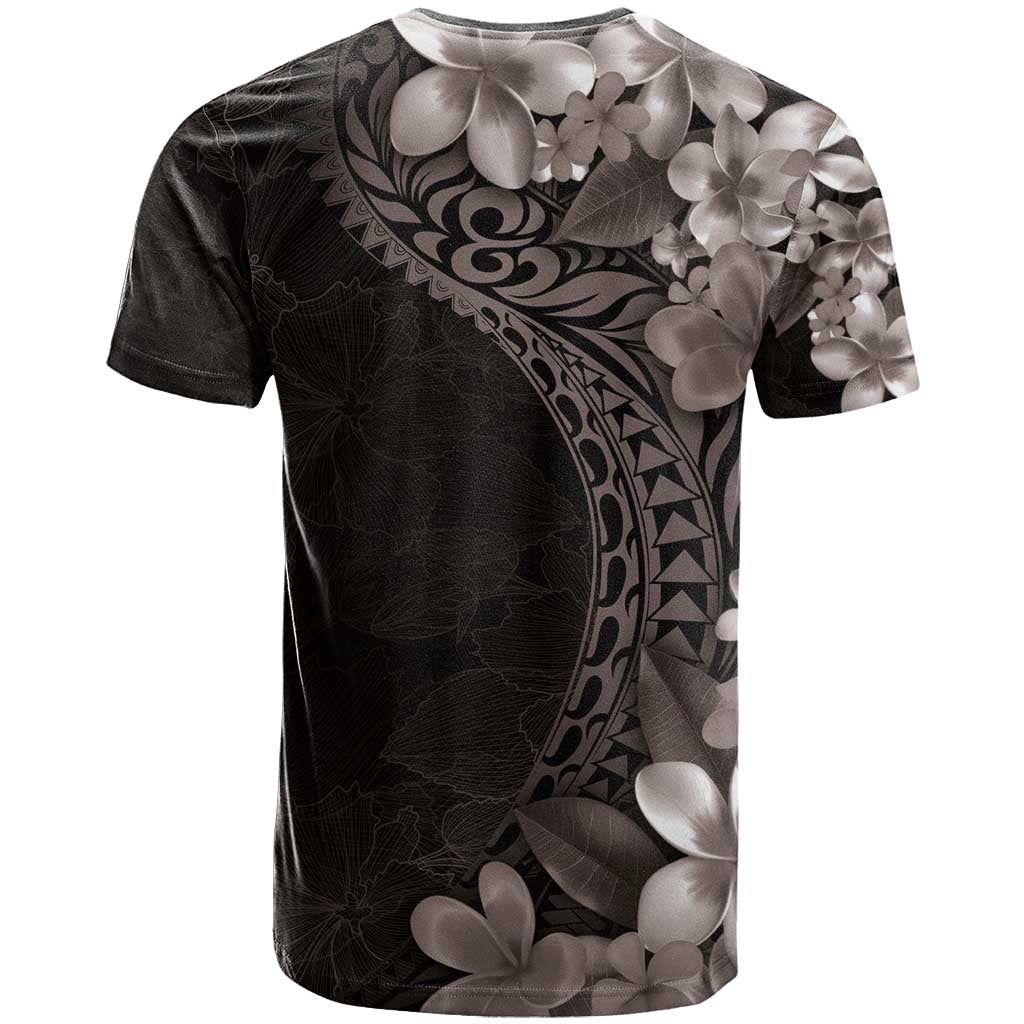 Hawaiian Plumeria-Polynesian Art Tattoo Grayscale Color T Shirt LT03 - Polynesian Pride