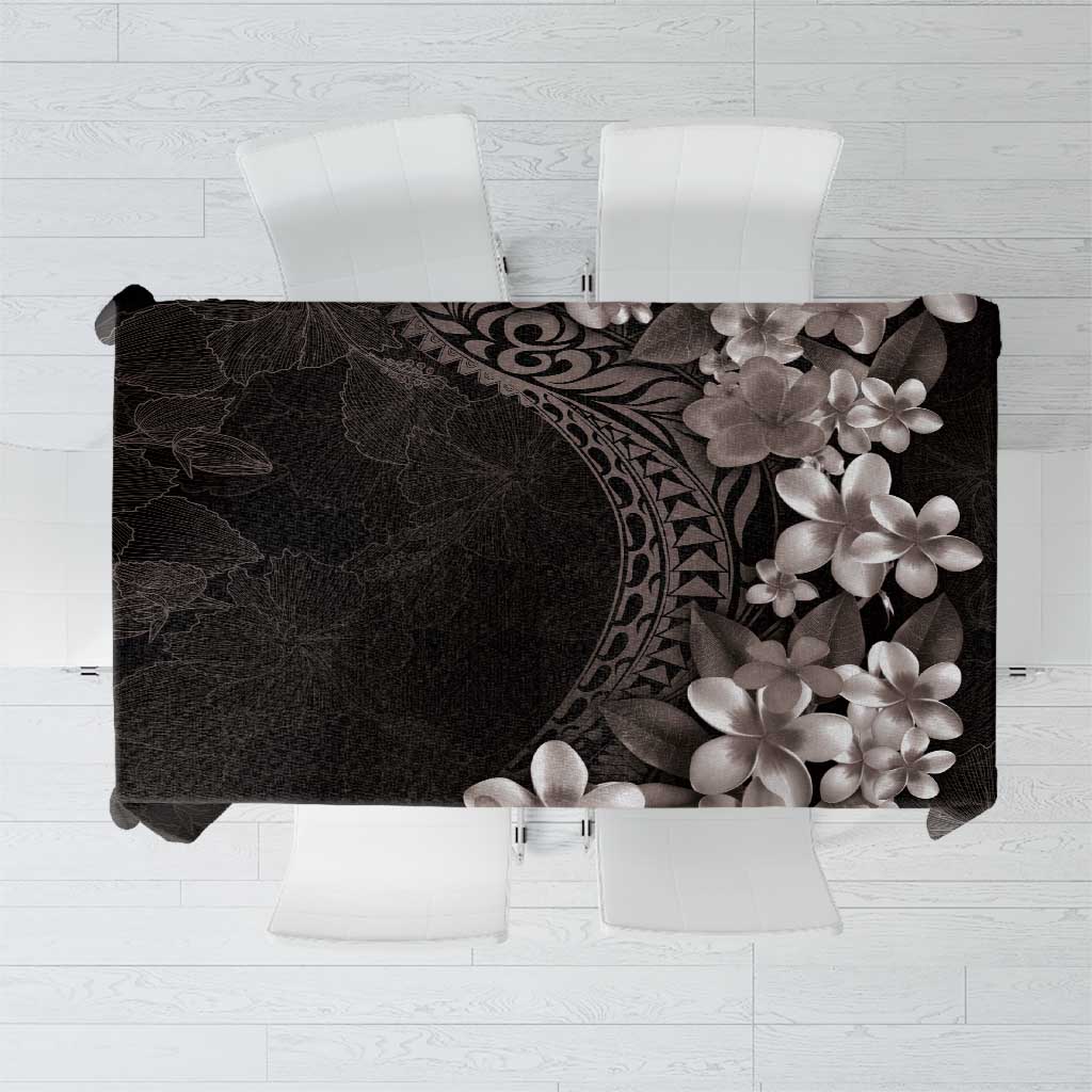 Hawaiian Plumeria-Polynesian Art Tattoo Grayscale Color Tablecloth LT03 Gray - Polynesian Pride