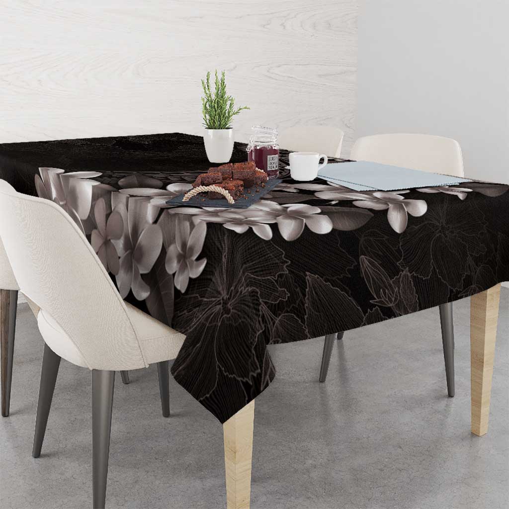 Hawaiian Plumeria-Polynesian Art Tattoo Grayscale Color Tablecloth LT03 - Polynesian Pride