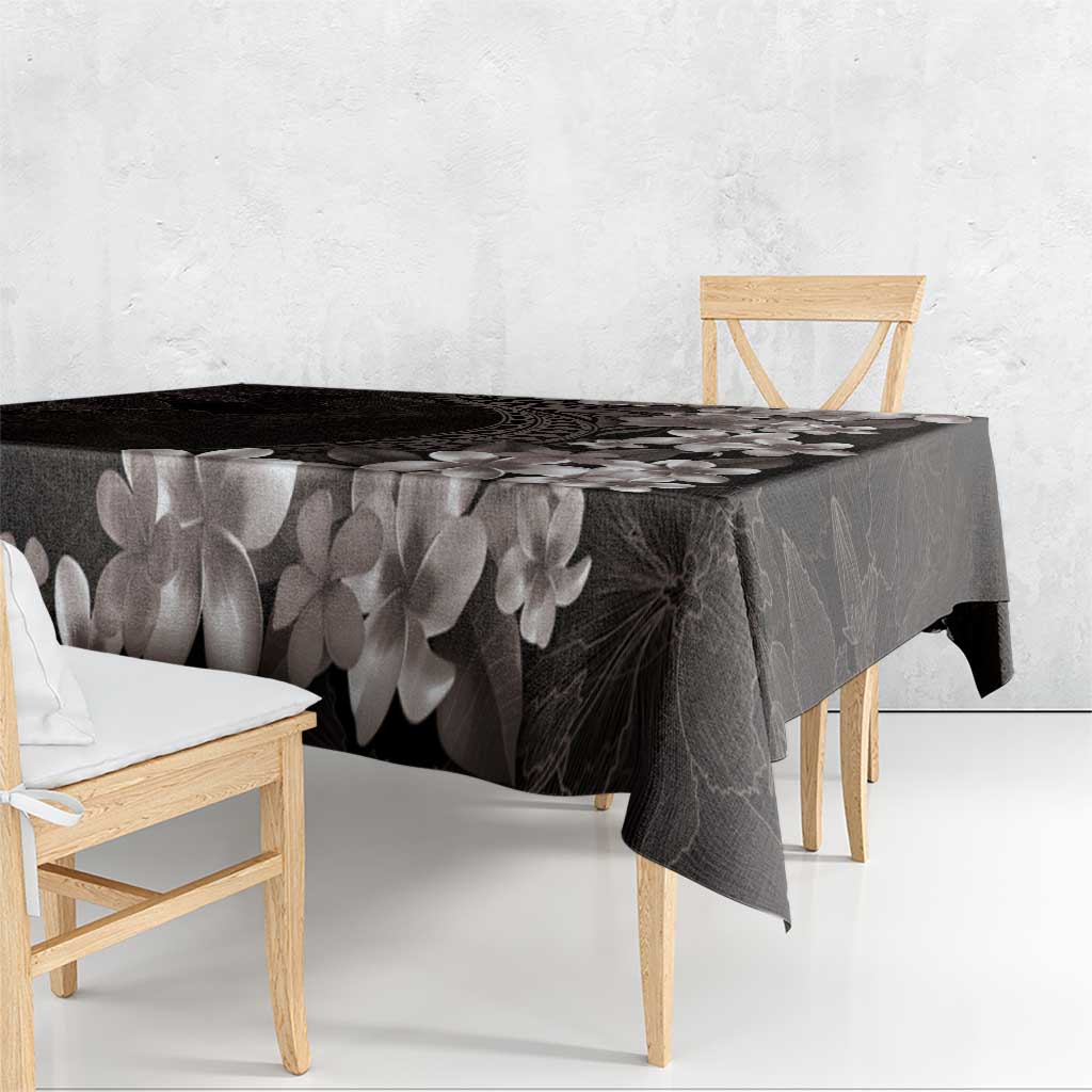 Hawaiian Plumeria-Polynesian Art Tattoo Grayscale Color Tablecloth LT03 - Polynesian Pride