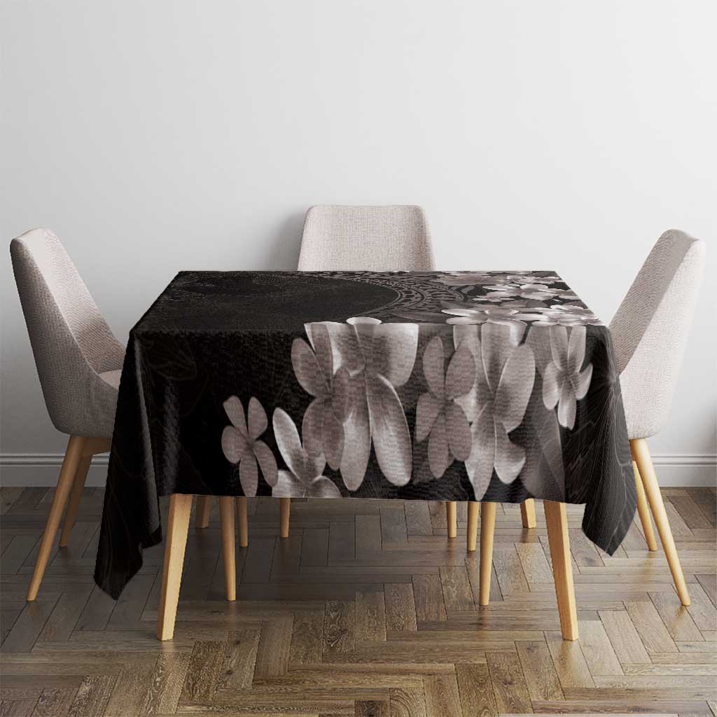 Hawaiian Plumeria-Polynesian Art Tattoo Grayscale Color Tablecloth LT03 - Polynesian Pride