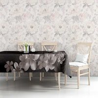 Hawaiian Plumeria-Polynesian Art Tattoo Grayscale Color Tablecloth LT03 - Polynesian Pride