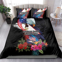American Samoa and United States Together Bedding Set National Flag with Eagle-Hibiscus and Rose LT03 - Polynesian Pride