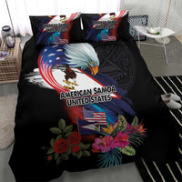 American Samoa and United States Together Bedding Set National Flag with Eagle-Hibiscus and Rose LT03 - Polynesian Pride