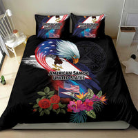 American Samoa and United States Together Bedding Set National Flag with Eagle-Hibiscus and Rose LT03 - Polynesian Pride