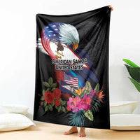 American Samoa and United States Together Blanket National Flag with Eagle-Hibiscus and Rose LT03 - Polynesian Pride