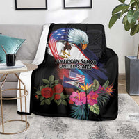American Samoa and United States Together Blanket National Flag with Eagle-Hibiscus and Rose LT03 - Polynesian Pride