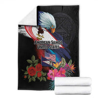 American Samoa and United States Together Blanket National Flag with Eagle-Hibiscus and Rose LT03 - Polynesian Pride