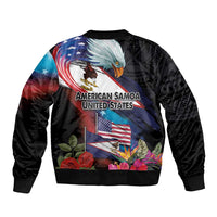American Samoa and United States Together Bomber Jacket National Flag with Eagle-Hibiscus and Rose LT03 - Polynesian Pride
