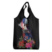American Samoa and United States Together Grocery Bag National Flag with Eagle-Hibiscus and Rose LT03 - Polynesian Pride