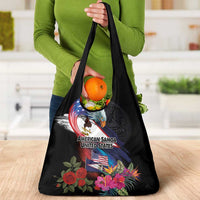 American Samoa and United States Together Grocery Bag National Flag with Eagle-Hibiscus and Rose LT03 - Polynesian Pride