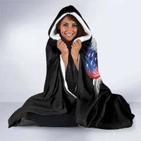American Samoa and United States Together Hooded Blanket National Flag with Eagle-Hibiscus and Rose LT03 - Polynesian Pride