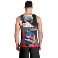 American Samoa and United States Together Men Tank Top National Flag with Eagle-Hibiscus and Rose LT03 - Polynesian Pride