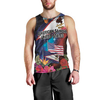American Samoa and United States Together Men Tank Top National Flag with Eagle-Hibiscus and Rose LT03 - Polynesian Pride