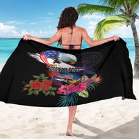 American Samoa and United States Together Sarong National Flag with Eagle-Hibiscus and Rose LT03 - Polynesian Pride