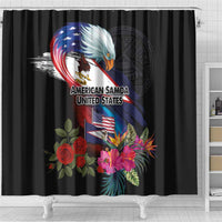 American Samoa and United States Together Shower Curtain National Flag with Eagle-Hibiscus and Rose LT03 - Polynesian Pride