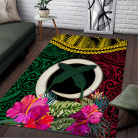 Vanuatu 44th Anniversary Independence Day Area Rug Boars Tusk and Namele Plant LT03 Black - Polynesian Pride