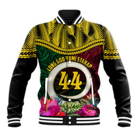 Vanuatu 44th Anniversary Independence Day Baseball Jacket Boars Tusk and Namele Plant LT03 Unisex Black - Polynesian Pride