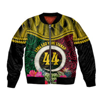 Vanuatu 44th Anniversary Independence Day Bomber Jacket Boars Tusk and Namele Plant LT03 Unisex Black - Polynesian Pride