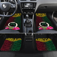 Vanuatu 44th Anniversary Independence Day Car Mats Boars Tusk and Namele Plant LT03 Set 4pcs Black - Polynesian Pride