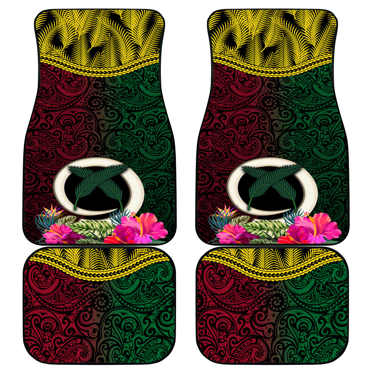 Vanuatu 44th Anniversary Independence Day Car Mats Boars Tusk and Namele Plant LT03 - Polynesian Pride