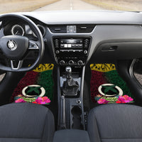 Vanuatu 44th Anniversary Independence Day Car Mats Boars Tusk and Namele Plant LT03 Set 2pcs - Front Black - Polynesian Pride