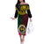 Vanuatu 44th Anniversary Independence Day Off The Shoulder Long Sleeve Dress Boars Tusk and Namele Plant LT03