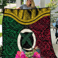 Vanuatu 44th Anniversary Independence Day Quilt Boars Tusk and Namele Plant LT03 Black - Polynesian Pride