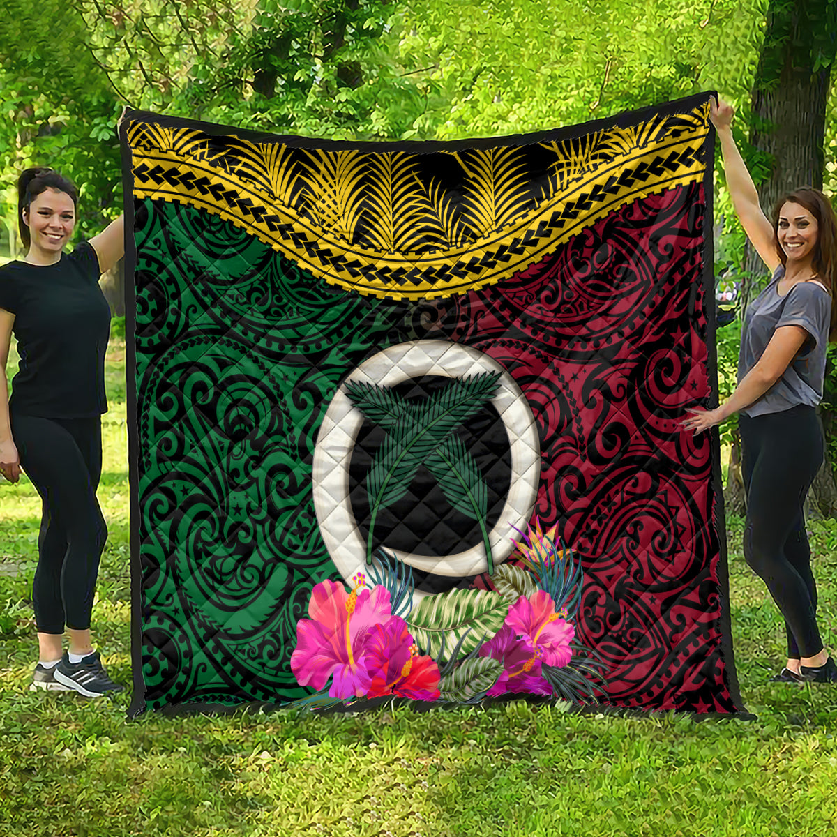 Vanuatu 44th Anniversary Independence Day Quilt Boars Tusk and Namele Plant LT03 - Polynesian Pride