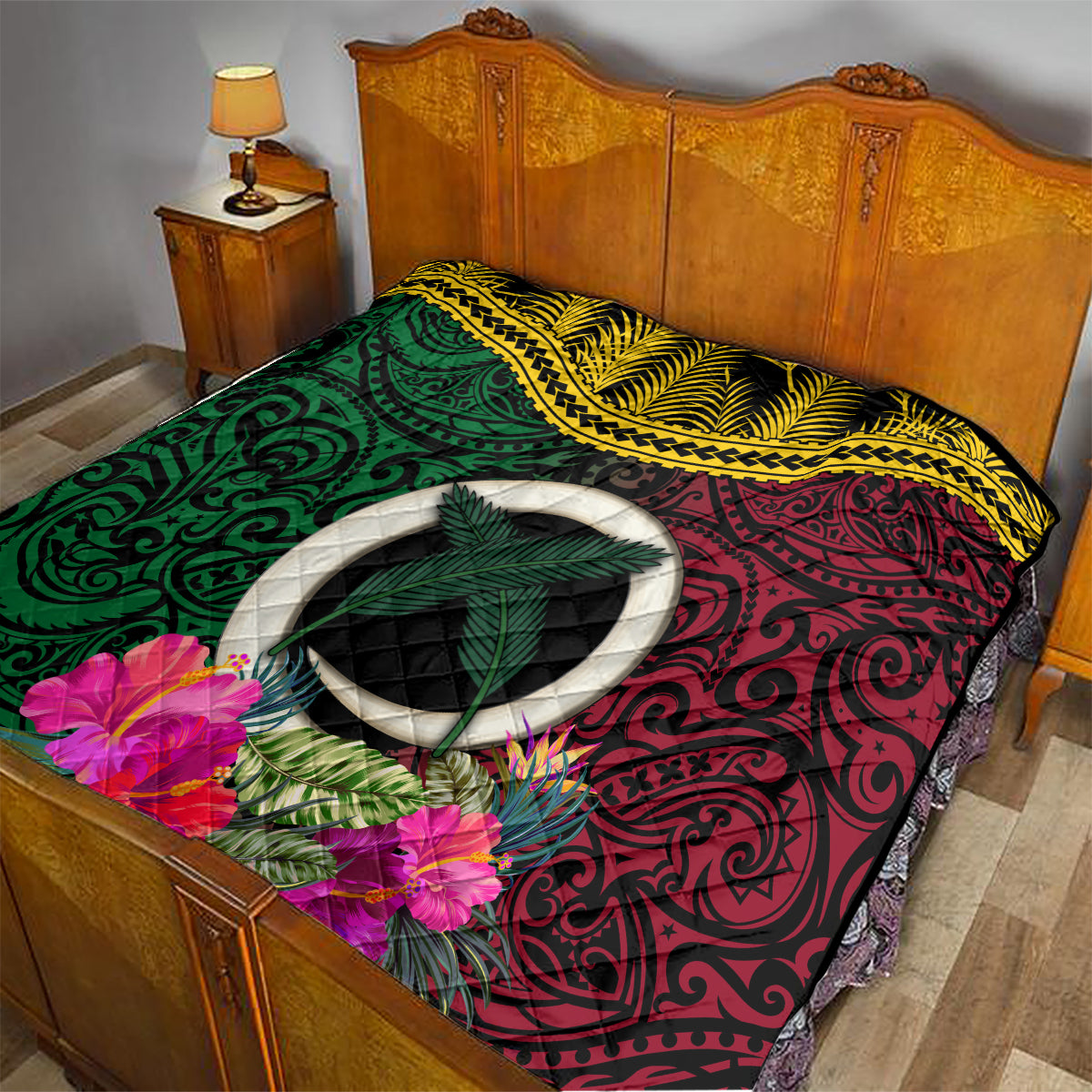 Vanuatu 44th Anniversary Independence Day Quilt Boars Tusk and Namele Plant LT03 - Polynesian Pride