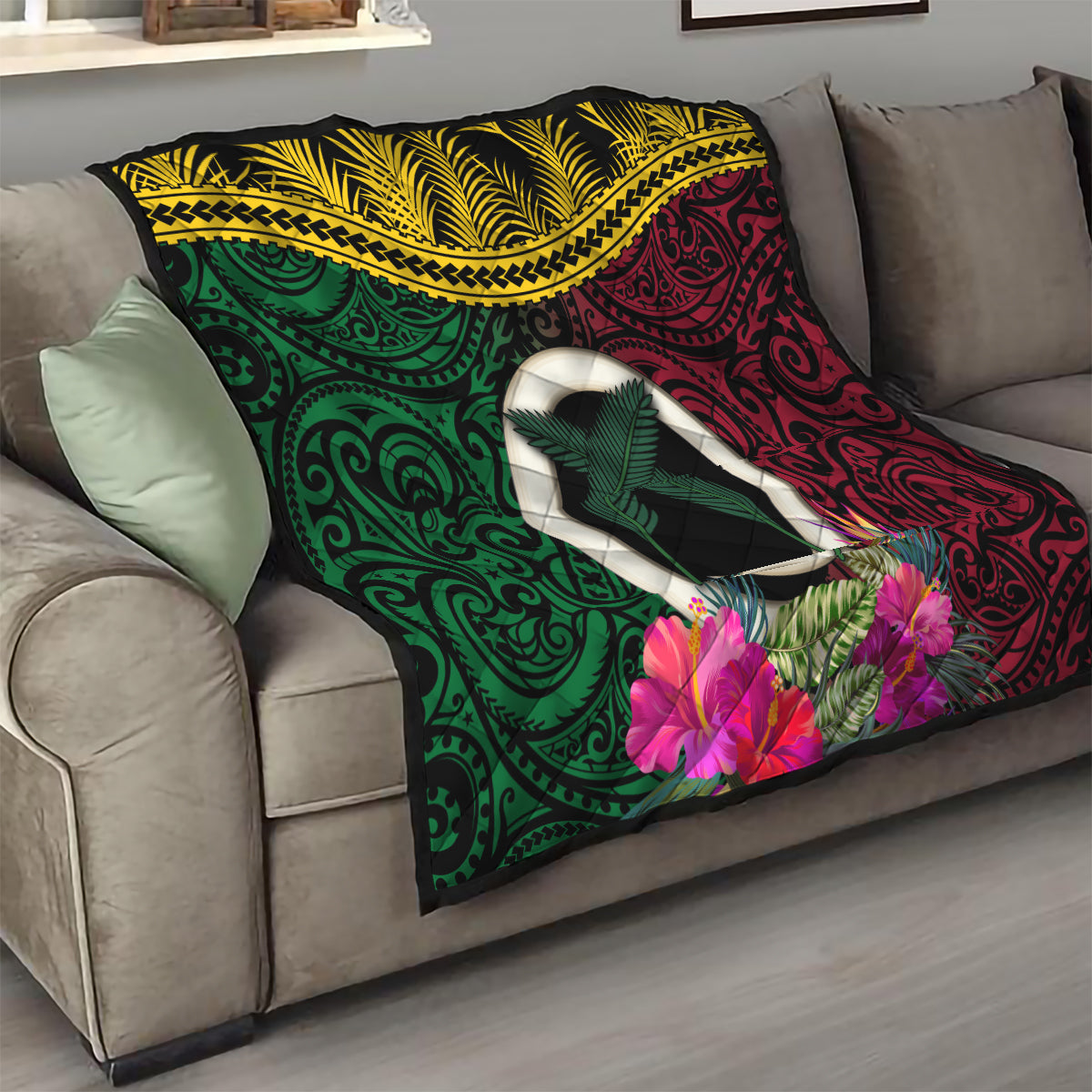 Vanuatu 44th Anniversary Independence Day Quilt Boars Tusk and Namele Plant LT03 - Polynesian Pride