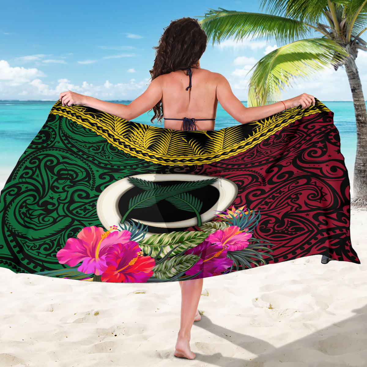 Vanuatu 44th Anniversary Independence Day Sarong Boars Tusk and Namele Plant LT03 - Polynesian Pride