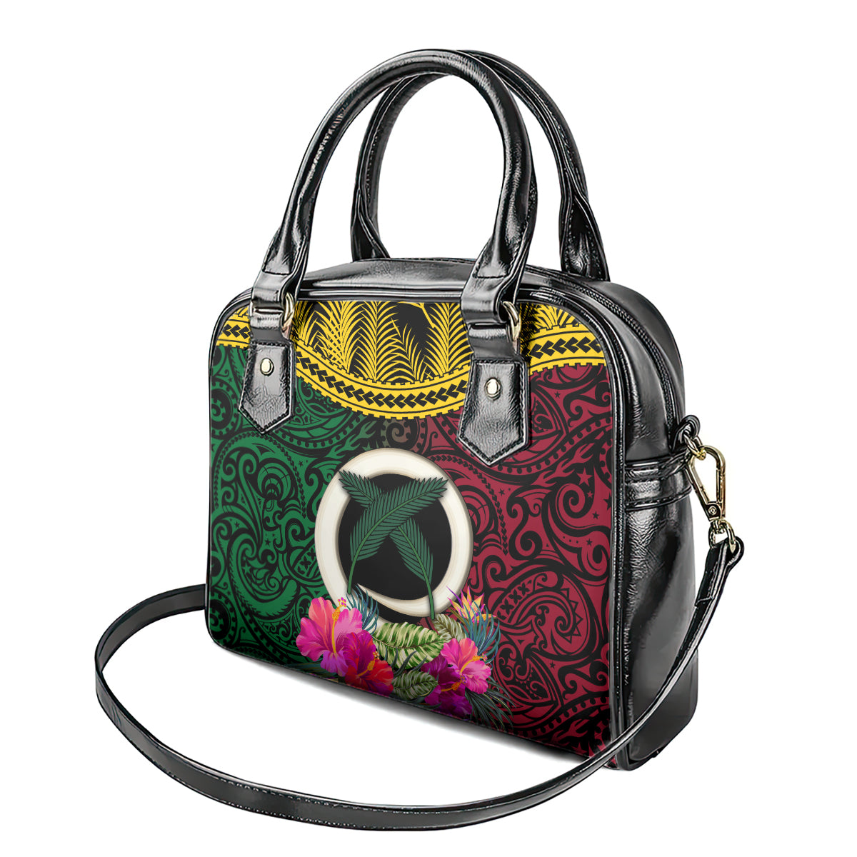 Vanuatu 44th Anniversary Independence Day Shoulder Handbag Boars Tusk and Namele Plant LT03 - Polynesian Pride