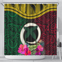Vanuatu 44th Anniversary Independence Day Shower Curtain Boars Tusk and Namele Plant LT03 - Polynesian Pride