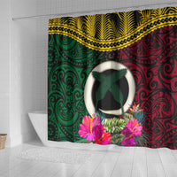 Vanuatu 44th Anniversary Independence Day Shower Curtain Boars Tusk and Namele Plant LT03 - Polynesian Pride