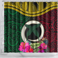 Vanuatu 44th Anniversary Independence Day Shower Curtain Boars Tusk and Namele Plant LT03 - Polynesian Pride