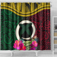 Vanuatu 44th Anniversary Independence Day Shower Curtain Boars Tusk and Namele Plant LT03 - Polynesian Pride