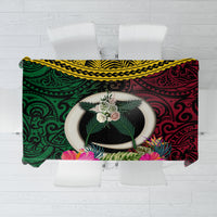 Vanuatu 44th Anniversary Independence Day Tablecloth Boars Tusk and Namele Plant LT03 Black - Polynesian Pride