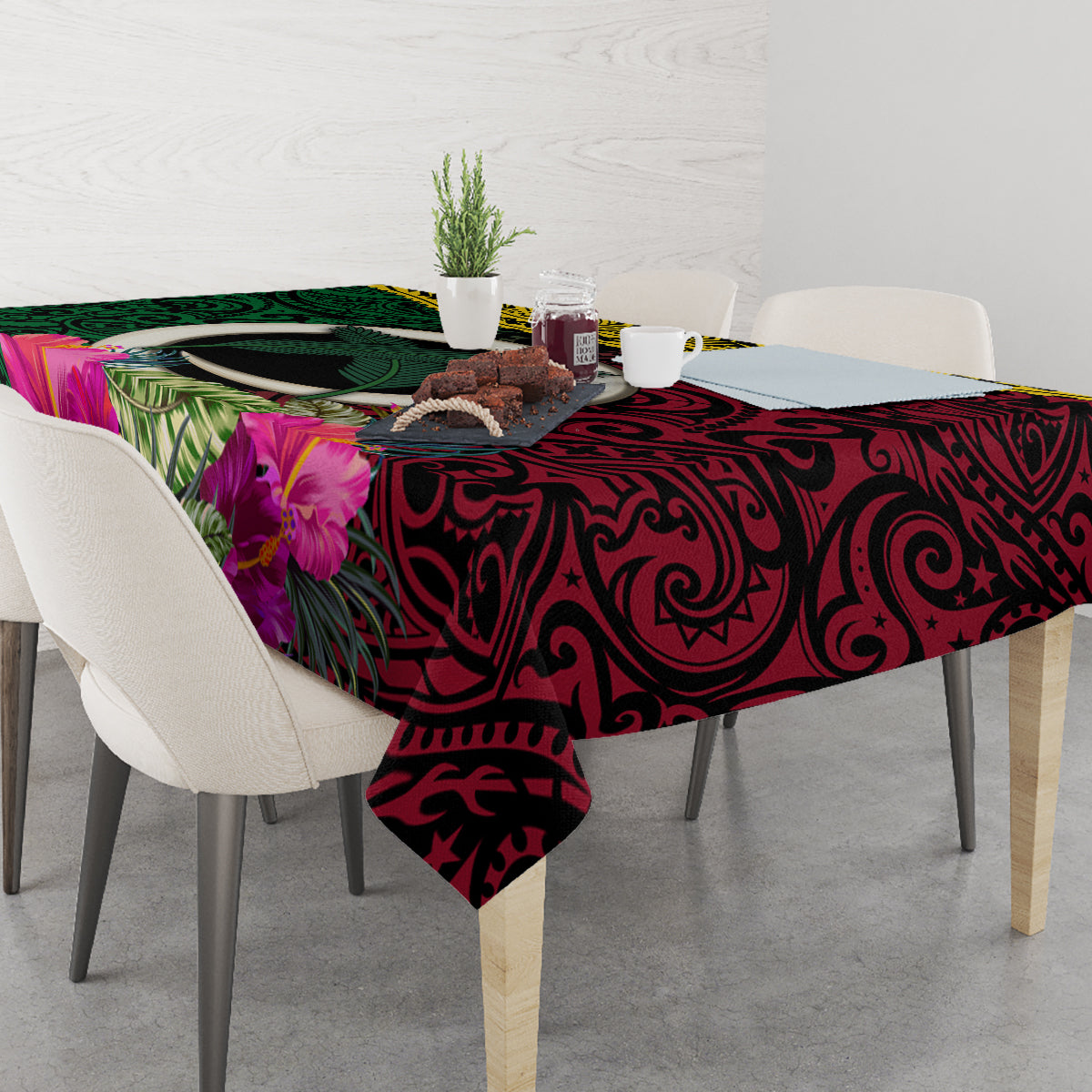 Vanuatu 44th Anniversary Independence Day Tablecloth Boars Tusk and Namele Plant LT03 - Polynesian Pride