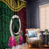 Vanuatu 44th Anniversary Independence Day Window Curtain Boars Tusk and Namele Plant LT03 - Polynesian Pride