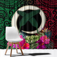 Vanuatu 44th Anniversary Independence Day Window Curtain Boars Tusk and Namele Plant LT03 - Polynesian Pride