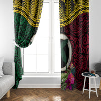 Vanuatu 44th Anniversary Independence Day Window Curtain Boars Tusk and Namele Plant LT03 - Polynesian Pride