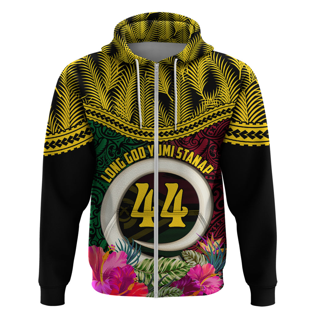 Vanuatu 44th Anniversary Independence Day Zip Hoodie Boars Tusk and Namele Plant LT03 Zip Hoodie Black - Polynesian Pride